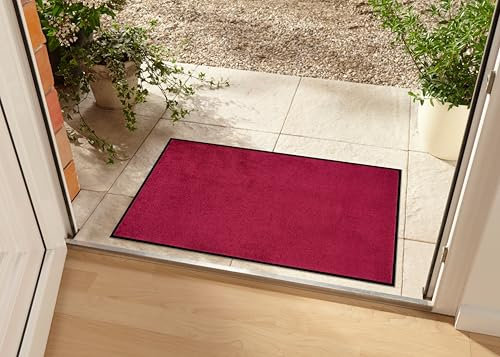 Hanse Home Waschbare In- & Outdoor Fußmatte Uni einfarbig Fußabtreter Schmutzfangmatte Türmatte Schmutzfänger Eingangsteppich Anti-Rutsch Größen, 60x80 cm, Rot