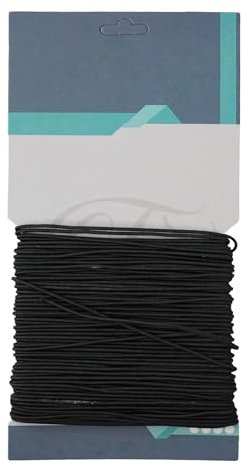 Trimming Shop 2mm elastisches Band, Schwarz Gummiband, runde Ohrschlaufe, Schwarz Gummiband zum Nähen, Stricken, Schmuckherstellung, Bekleidungszubehör, Schuhe und Hüte, 10 Metres