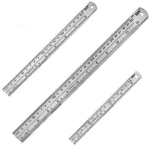 Bestgle 3-teiliges Set mit Linealen aus Edelstahl, metrische und kaiserische Lineale aus Metall, 30 cm und 20 cm und 10 cm für Ingenieurwesen, Lehren und Büro
