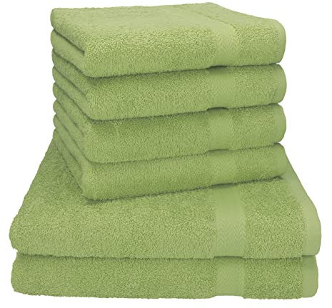 Betz Premium Handtuch-Set - 6 teiliges Handtücher-Set - 2X Duschtücher - 4X Handtücher - 50x100 cm - avocadogrün