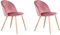 BenyLed Set di 2 Sedie Imbottite per Sala da Pranzo, con Schienale in Morbido Velluto e Gambe in Metallo Regolabili in Stile Legno, Rosa