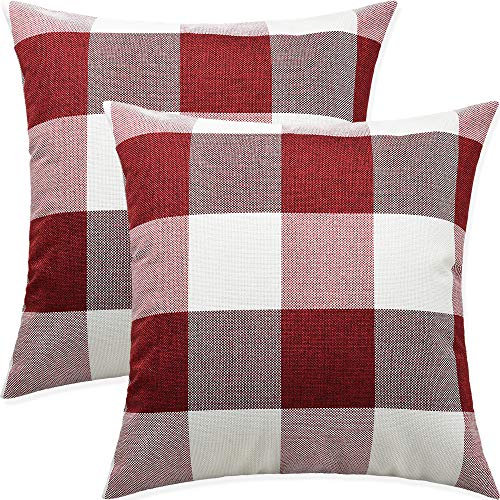 Artaimee Kissenbezüge, kariert, 45,7 x 45,7 cm, Rot und Weiß, 2 Stück
