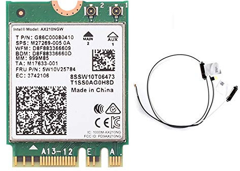 3000 Mbps WiFi 6E Intel AX210NGW Bluetooth 5.3 M.2 2230 Key E Carte WiFi 6 2.4G / 5Ghz / 6Ghz avec antennes IPEX4 Adaptateur WiFi sans Fil 802.11ac / AX Prise en Charge de Windows 10/11 64bit Linux
