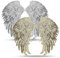 2 Pairs Sequin Wing Appliques Set Gold Silver Angel Wing Applique Iron On Patch for Clothes Jackets Denim Dress DIY Accessory