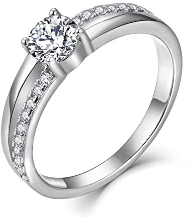 YL Verlobungsring Damen 925 Sterling Silber Ring Damen Zirkonia Ringe Silberringe Eheringe Ringe Frauen