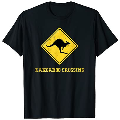 Panneau routier australien - kangourou traverse la route T-Shirt