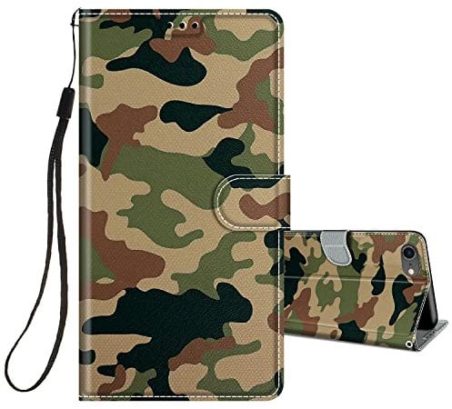 Flip Case for iPhone SE 2020 / iPhone SE 2022 5G / iPhone 7 / iPhone 8 Phone Case Protective Wallet Case for Girls Women Boys PU Kickstand Card Slot Holder Silicone Shockproof Cover - Camouflage