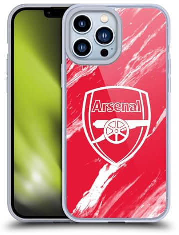 Head Case Designs Officially Licensed Arsenal FC Red Marble Crest Patterns Gel Case [Military Grade Protection] Compatible with Apple iPhone 13 Pro Max and Compatible with MagSafe