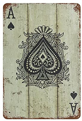 Lawenp Vintage Poker Spades Ace Neuheit Metall Zinn Seufzer Plakette Poster für Zuhause Küche Diner Bar Pub, Mann Höhle WandDekoration 12 × 8 Zoll