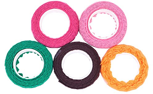 CENPEK 5 Rouleaux Bricolage Auto-adhésif Dentelle Washi Ruban Garniture Ruban Coton Tissu Ruban décor Artisanat Mixte #3
