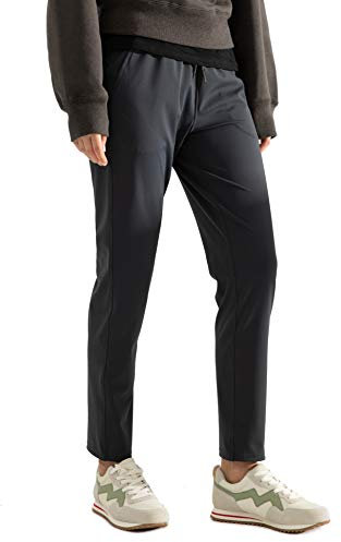 AJISAI 7/8 Jogger Reisehose mit Taschen Lounge Casual Stretch Workout Hose für Damen, dunkelgrau, Medium Zierlich