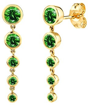 Bishilin Ohrhänger Silber 925, Ohrringe Lange Kette mit Grün Zirkonia Ohrringe Jugendstil Modeschmuck