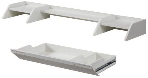 kowo K3041 Schreibtischzubehör-Set beinhaltet 1 große Schublade unter dem Schreibtisch und 1 Schreibtischregal aus Holz, 140 cm (L), Weiß
