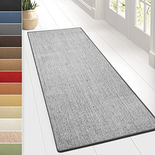 KARAT Sisal Teppich - Teppichläufer 80 cm breit - Naturfaser Läufer - Teppich für Wohnzimmer, Flur, Schlafzimmer - Sisalteppich Sylt (80 x 100 cm, Grau)