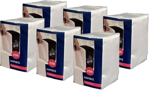 Zellstoff Servietten weiß 1/8 Falz, Tissueservietten 12 x 8,5 cm, für Bistro | Imbiss | Food Gastro | Tissue Gastronomie - kompatibel mit Cabanaz Spender (6 x 250 pieces)