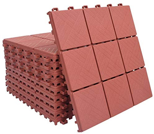 INLIFE Terrassenfliesen 10 STK. Rot 30 x 30 cm Kunststoff,3.44kg,48230