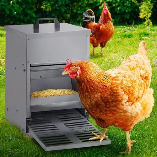 IDMarket - Mangeoire à pédale pour Poules Distributeur Automatique 5 kg Anti-nuisibles