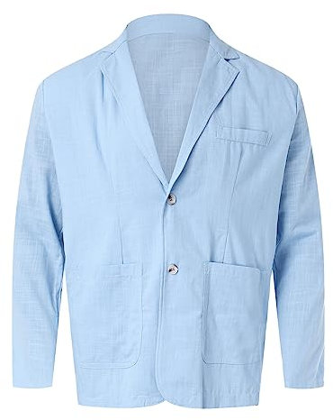 Generisch Herrenmode, Freizeit, helle und einfarbige Taschen, Knöpfe, Anzüge, Jacken und Oberteile Der Ringe (Blue, XL) Urlaub Entspannt Mäntel Lose Jacken