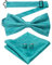 JEMYGINS Herren Fliege mit Cashewblütendesign Retro-Design mit Manschettenknöpfen und Einstecktuch,ferne Berge blauer See blau