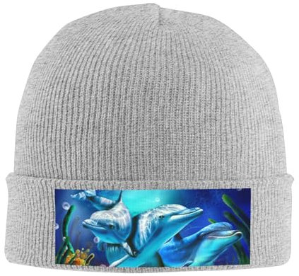 TRESILA Stilvolle Strickmütze Winter Beanie Männer und Frauen Warme Beanie Hüte Acryl Strickmütze Weiche Chunky/Cute Delphin, Niedlicher Delphin, One size