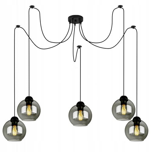 FKL DESIGN Home Deco Deckenlampe Pendellampe Hängelampe Wandlampe Tischlampe Leuchte Pendelleuchte Kugel Schwarz Grau Weiß Lampe aus Serie N100 verschiedene Varianten (N100-DP5)