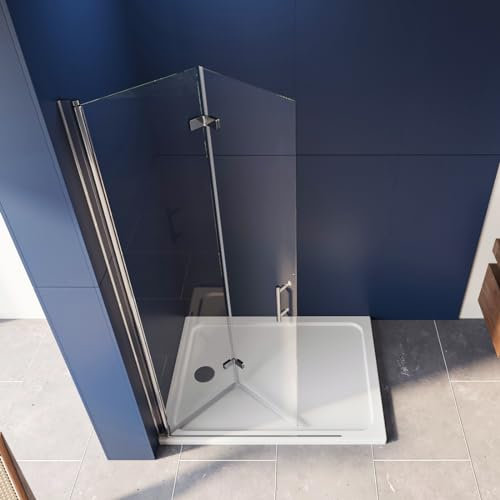 LUXESPIRE 100x195cm Walk in Barrierefreie Duschabtrennung Platzsparende Duschwand 180° Falttür Duschtür für bodengleiche Duschen