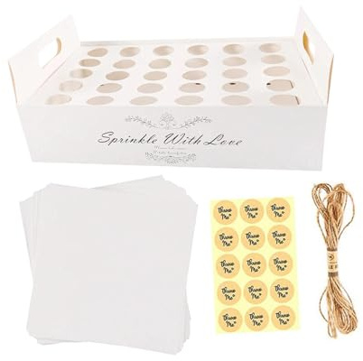 Folpus Konfetti-Kegel-Tablett-Set aus Kraftpapier, Hochzeitsdekoration, Halter, Präsentationsständer, Box für Muttertagsgeschenk, Weiß und 30 Löcher