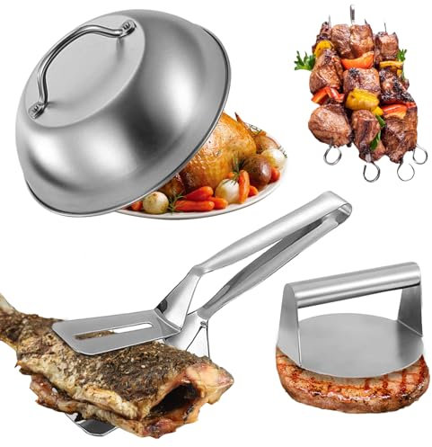 MEYAGOT Smash Hamburger Set,3 Pezzi Kit per Hamburger,Burger in Acciaio Inossidabil,Set Smash Burger per Cottura A Piastra Piatta,Teppanyaki E Campeggio,Hamburger,Teppanyaki,Barbecue