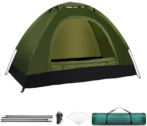 Tienda de Campaña para 4 Personas Tipo iglu Impermeable Acampar, Camping, Carpa Verde con Bolsa de Transporte (4 Personas)