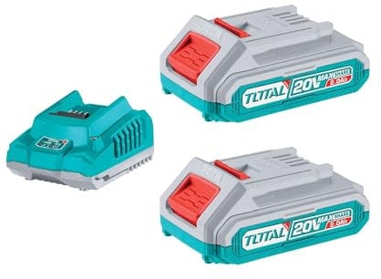 TOTAL - Pack 2 baterías 2Ah y cargador rápido, 20 V - 2 Ah, para baterías compatibles con herramientas eléctricas P20S, modelo TFBCPK1222E