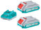 TOTAL - Lot de 2 Batteries 2 Ah et Chargeur Rapide 20 V 2 Ah pour Batteries compatibles avec Outils électriques P20S modèle TFBCPK1222E