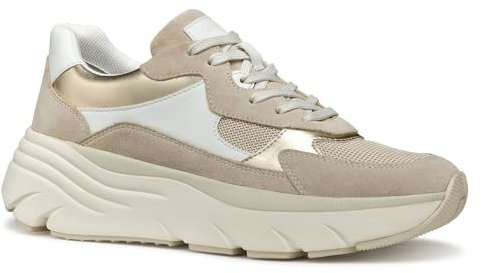 Geox D DIAMANTA B, Zapatillas Mujer, White/Lt Taupe, 38 EU