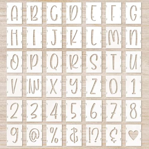 Buchstaben Schablone 42 Stück 2.5cm Schablone Buchstaben Basteln Zahl Buchstabe Symbol Schablonen Wiederverwendbar Schriftschablone für Wand Inkjet Malerei Holzschild Wandkunst DIY