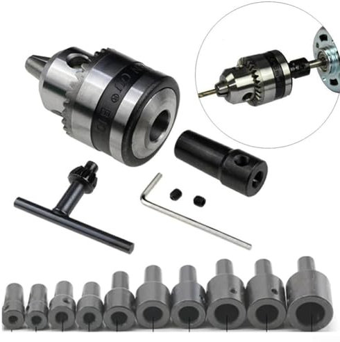 Premium B12 Bohrfutter mit Schraubenschlüssel, 1, 5, 10 mm Spannbereich, CNC-Adapter (Bohrfutterschaft 6 mm)