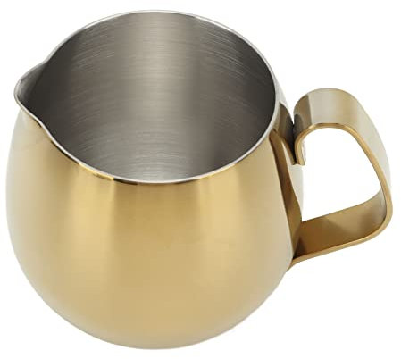 Milk Frothing Pitcher, Metal Steamer Cup Mug Milk Jug,Espresso Steaming Pitchers Stainless Steel Milk Coffee Cappuccino Latte Art Milk Jug Cup Golden (300ml)