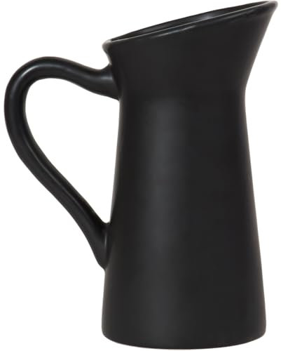 New Sleek And Contemporary Black Matte Finish Ceramic Floral Vase,Jug Perfect For Decorative And Practical Use Ideal For Windowsill, Accent Table, or Shelf Any Space Home Decor - N32