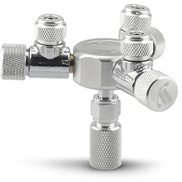 Aquarium-Co2-System, Silbernes Feinabstimmungsventil, Co2-Generator, Aquarium-Co2-Zwei-Wege-Mehrfach-Aquarien (3-Wege-Steckdosen)