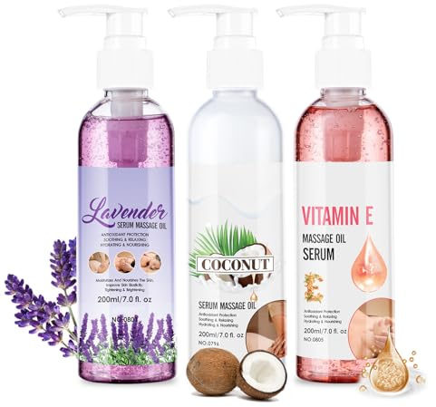 Körpermassageöl-Serum, Gelenkmassageöl-Serum, Lavendel, Kokosnuss und Vitamin E Massageöl in Gel-Textur, erfrischend und nicht fettend, feuchtigkeitsspendendes Körperöl-Serum für Männer und Frauen