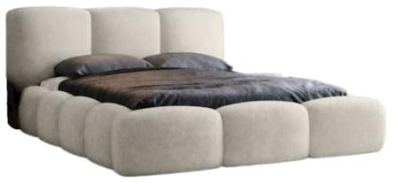 Designer Polsterbett Alena Bouclé 160x200 mit Stauraum | Bezug: Bouclé | Farbe: Beige