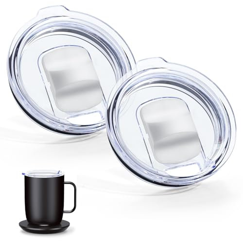 UWSTE 2 Pack Magnetic Slider Replacement Lid Compatible with Ember First and Second Generation Mugs 14 oz, Splash-Proof, BPA Free
