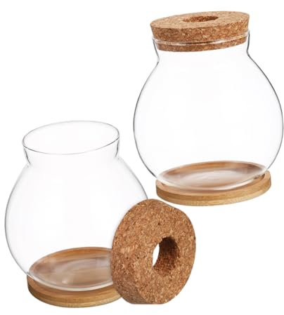 Glas-Pflanzgefäß, Hydrokultur-Glas-Pflanzgefäß, Terrarium mit - und Deckel, für den Innenbereich, Elegante Anzuchtstation für Frauen, Mütter, einfache Wartung, 2 Sets