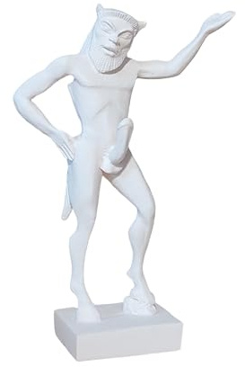 Pan Figur Griechischer Gott Statue Weiß Alabaster Satyr Mythologie Skulptur