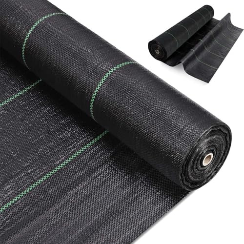 uyoyous Unkrautvlies Gartenvlies 2 m x 100 m Unkrautfolie Wasserdurchlässig | 200m² Gewebtes Geotextil Anti-Unkrautgewebe Plane Unkrautbarriere 100g/m² Reißfestes für Bodenabdeckung Schwarz