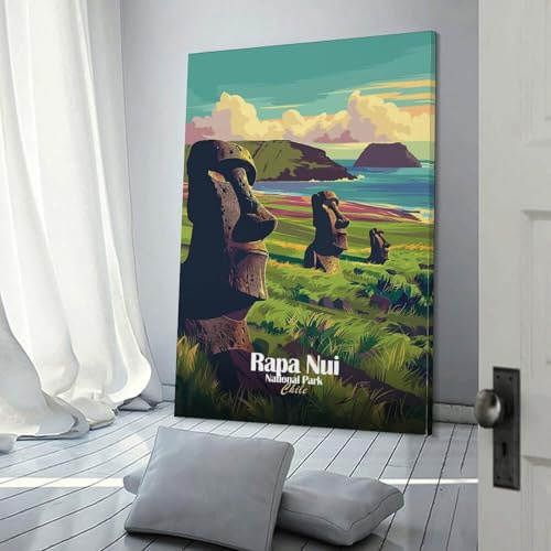 POLIUAWS Rapa Nui Nationalpark Chile Wandbild für Flur und Treppenhaus, rustikale Badezimmerdekoration, Leinwandbild 8x12 Zoll (20x30 cm)
