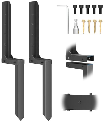 Fence Post Repair Kit 2 Pack, 8mm Double-Layer Thickened Fence Post Anchor & Stakes, Heavy Duty Post Anchor Ground Spike for Repairing Leaning/Broken Wood Support