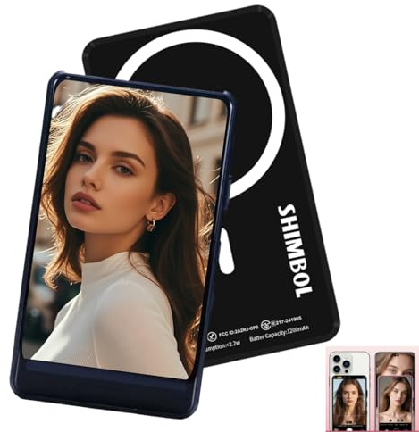 Shimbol P4 Selfie Monitor 4 Pouces - Écran Tactile Téléphone Portable Caméra Moniteur Contrôle Sans Fil & Miroir de L'écran Magnétique Portée 50M - Noir