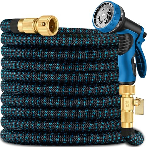75 ft Expandable Garden Hose Pipe - Heavy Duty Expanding Water Hoses with 10 Spray Nozzle - Retractable,Flexible,Never Kink & Tangle Car Washing Pipe Expandable Garden Hoses Pipes for Yard, Outdoor