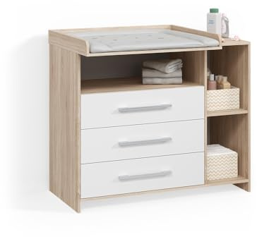 Livinity Wickelkommode Torino Weiß/Sonoma | mit Schubladen