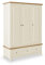Farrow Cream 3 Door Triple Wardrobe for Bedroom with 2 Drawers & Oak Top | Large Contemporary Ivory Painted Solid Wood Country Closet Storage Solutions Unit with Hanging Rail, 183 x 130 x 52 cm