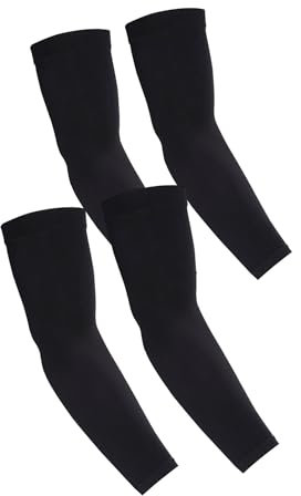 KUHNMARVIN - Manguitos de refrigeración para brazos, de compresión, con protección UV, UPF 50, para hombre/mujer/estudiantes, para codo/brazo, béisbol, baloncesto, ciclismo y deportes (negro)